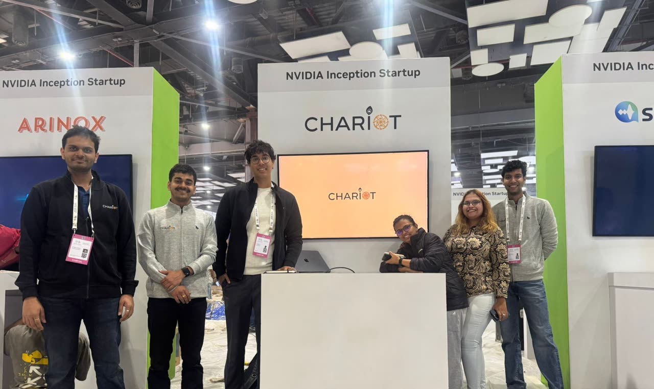 The Chariot team at their NVIDIA Inception booth at the India AI Impact Summit